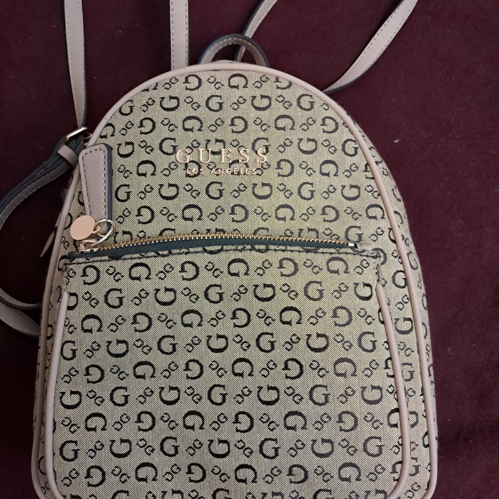 GUESS Gray and Black Patterned Backpack